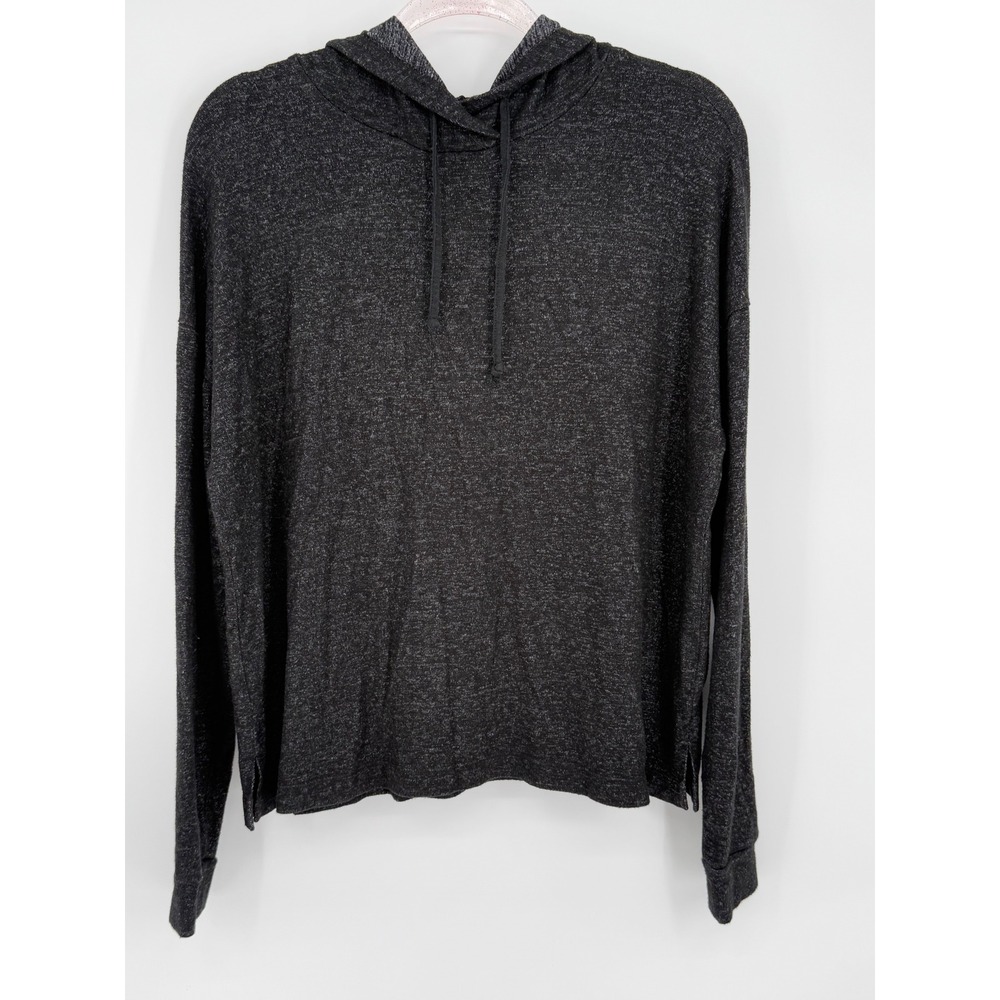 Old Navy Women's Sz M Tall Black Knit Hoodie Casual Long Sleeve Pullover